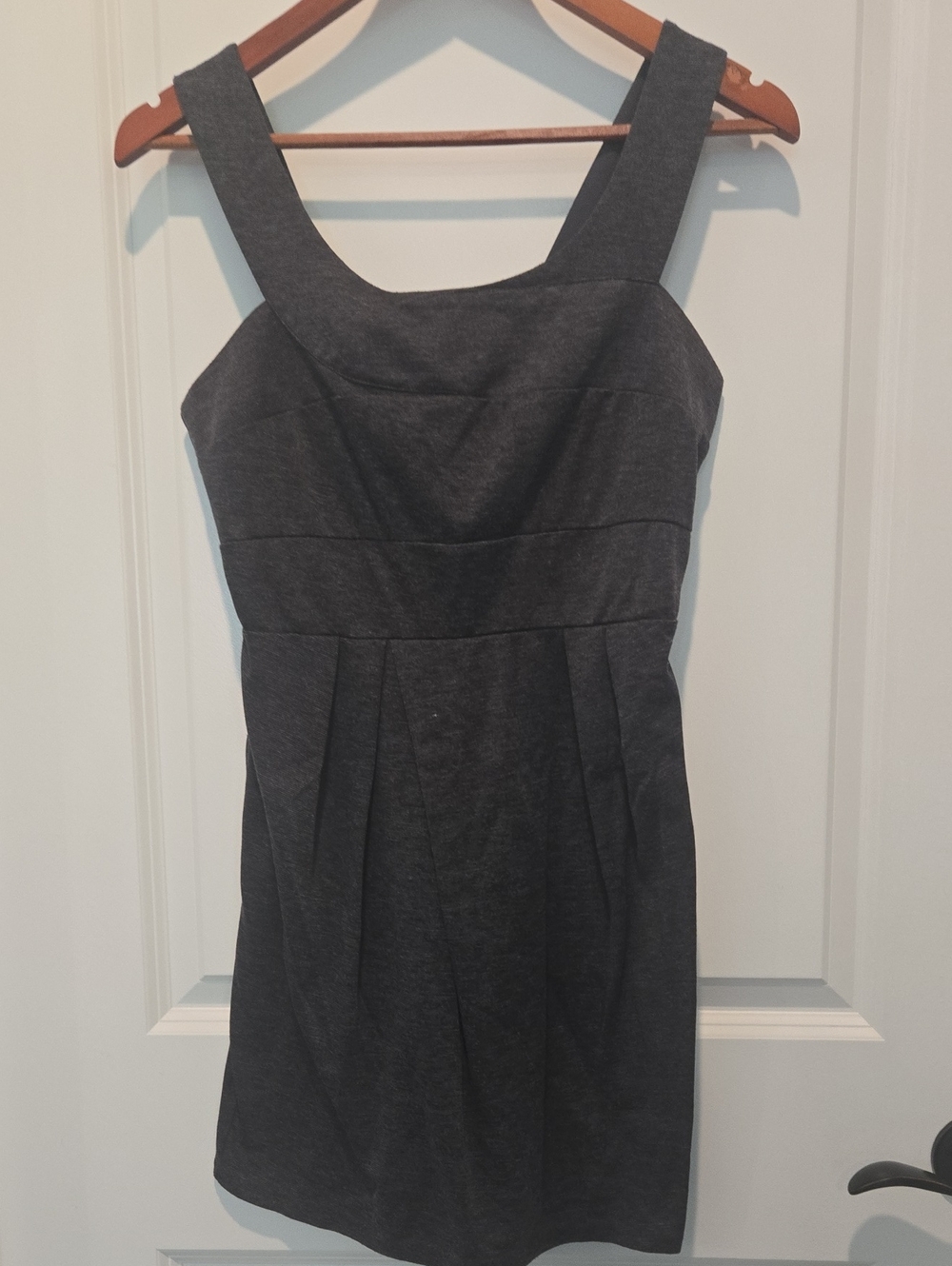 Alyn Paige Charcoal Gray Pleated Mini Dress with Wide Straps